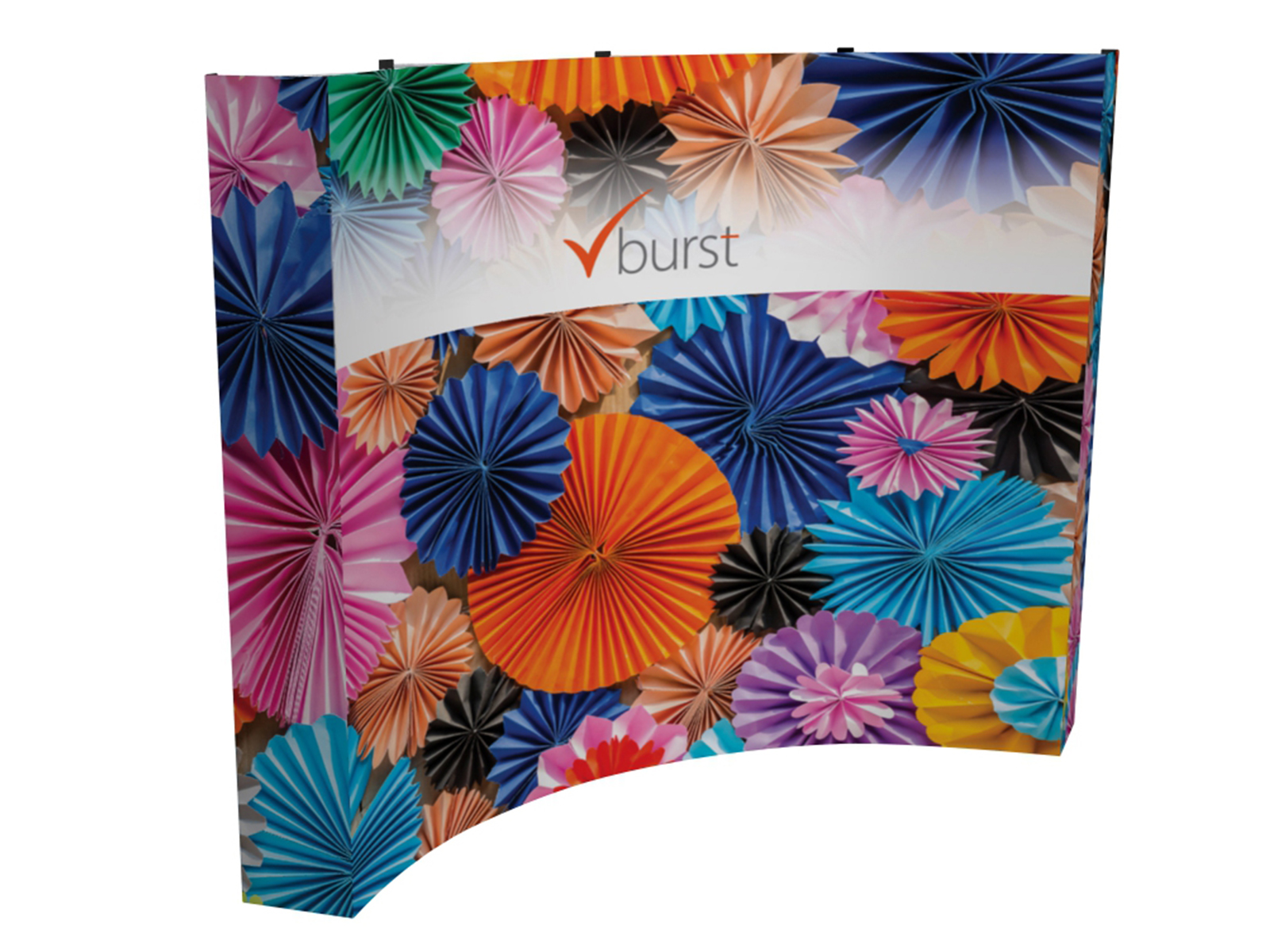 Exhibit Design Search V Burst 10 Ft Curved Fabric Pop Up Fabric Pop