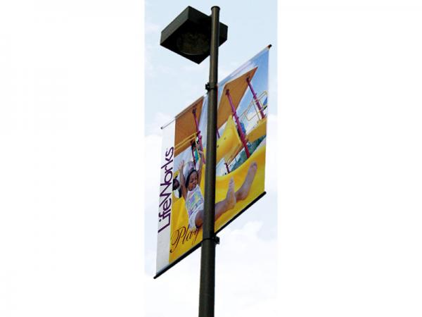 Boulevard Pole Banners - double sided, side by side shown on typical light pole
