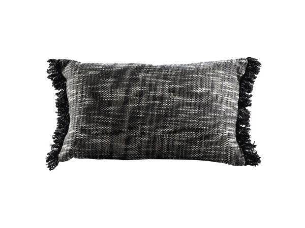 Frayed Lumbar Pillow Black Ivory (CEAC-034) -- Trade Show Rental Furniture
