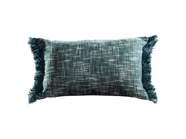 Frayed Lumbar Pillow Teal Ivory (CEAC-036) -- Trade Show Rental Furniture