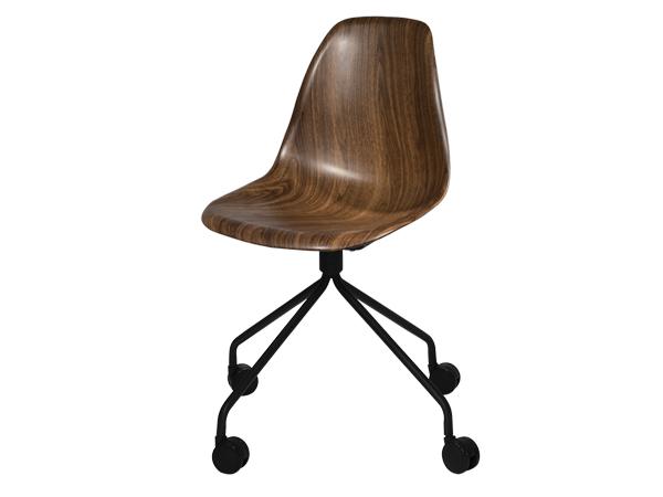 CEGS-039 | Chelsea Chair w/ Black Swivel Base and Casters Walnut -- Trade Show Furniture Rental