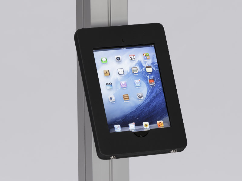 MOD-1317 Locking iPad Clamshell with Extrusion Attachment -- Black