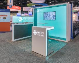 Modified VK-1340 Visionary Designs Inline with Backlit Fabric Graphic, Monitor Mount, Custom Counter, and Return Wall