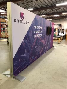 RENTAL: RE-2118 Inline Design with Backwall Frame, Large Monitor Mount, and 50&rdquo; Monitor, and SEG Fabric Graphic -- View 2