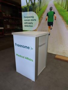 VK-1977 Backlit LED Display with Tension Fabric Graphic, Large Monitor Mount, and MOD-1701 Backlit Counter with Fabric and Vinyl Graphics, and Locking Storage -- View 3