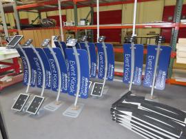 (2) MOD-1371M Tablet Stands with Rotating Security Enclosure and (10) MOD-1336M Tablet Kiosks with Rotating Security Enclosure