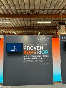 RENTAL: RE-2044 Sunrise Inline Design with (2) Large SEG Fabric Graphics, Direct Print Sintra Accent Wing Graphics, (2) Monitor Mounts, and (2) 32&rdquo; Monitors, and (4) LED Arm Lights -- View 2