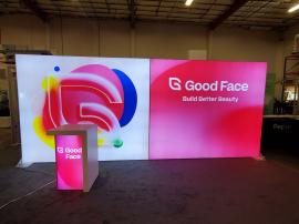 Modified VK-2949 SuperNova Lightbox with SEG Fabric Graphics and MOD-1731 Pedestal Counter with Backlit Graphics