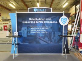 VK-1225 Sacagawea Portable Display with Fabric Backwall Graphics, Floating Circle Graphic, Header, Monitor Mount, (2) Backwall Counters, Printed Wings, and Wireless Charging Pads