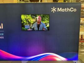 RENTAL: RE-2117 Inline Design with 232&rdquo; Wide x 96&rdquo; High Single-Sided Lightbox with Fabric Blocker Panel, Boomerang Baseplates, Large Monitor Mount, 50&rdquo; Monitor, and SEG Backlit Fabric Graphic