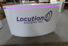 MOD-1727 Curved Custom Counter w/ Locking Storage and RGB Programmable Accent Lights and Custom Touchscreen Counter w/ Inset