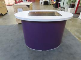 MOD-1727 Curved Custom Counter w/ Locking Storage and RGB Programmable Accent Lights and Custom Touchscreen Counter w/ Inset -- View 3
