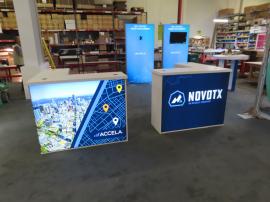 (2) Modified MOD-1660 Backlit Lightbox Monitor Stands with Monitor Mounts and (2) MOD-1737 Backlit Counters with Wireless Charging Pads and Locking Storage -- View 2