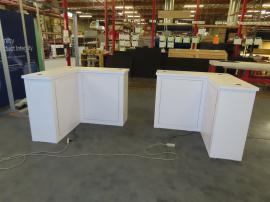 (2) Modified MOD-1660 Backlit Lightbox Monitor Stands with Monitor Mounts and (2) MOD-1737 Backlit Counters with Wireless Charging Pads and Locking Storage -- View 4