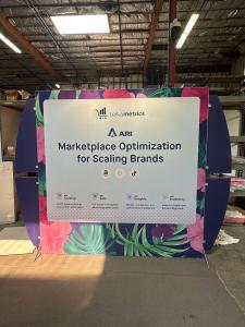 RENTAL: RE-1216 Inline Design with 116" Wide x 90" High Backwall, (2) LED Arm Lights, Direct Print Sintra Accent Wing Graphics, and SEG Fabric Graphic