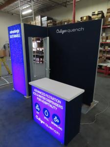Modified GK-1016 Gravitee Lightbox Exhibit with SEG Fabric Graphics, Locking Closet, Monitor Mount, and Backlit GOD-1557 Counter with Locking Storage -- View 3