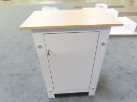 VK-1372 SuperNova Exhibit with Backlit and Pillowcase Fabric Graphics, Monitor Mount, LED Stem Lights, and SYM-407 Portable Counter with Locking Storage -- View 3