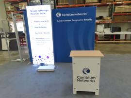 VK-1372 SuperNova Lightbox with Tension Fabric Graphics, (2) LED Stem Lights, Monitor Mount, and SYM-407 Counter with Locking Storage