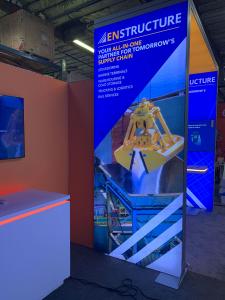 RENTAL: Modified RE-9176 Island Design with (4) 4' Wide x 10' High Double-Sided Lightboxes -- View 2