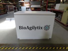 MOD-1596 Custom Counter with Vinyl Graphic, RGB LED Accent Lights, and Locking Storage -- View 3
