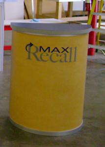 Custom Visionary Designs 10' x 10' (Max Recall). <br>
Note the extension arm for a Spyglass Projection Screen. The projector will rest on a shelf behind the backwall.